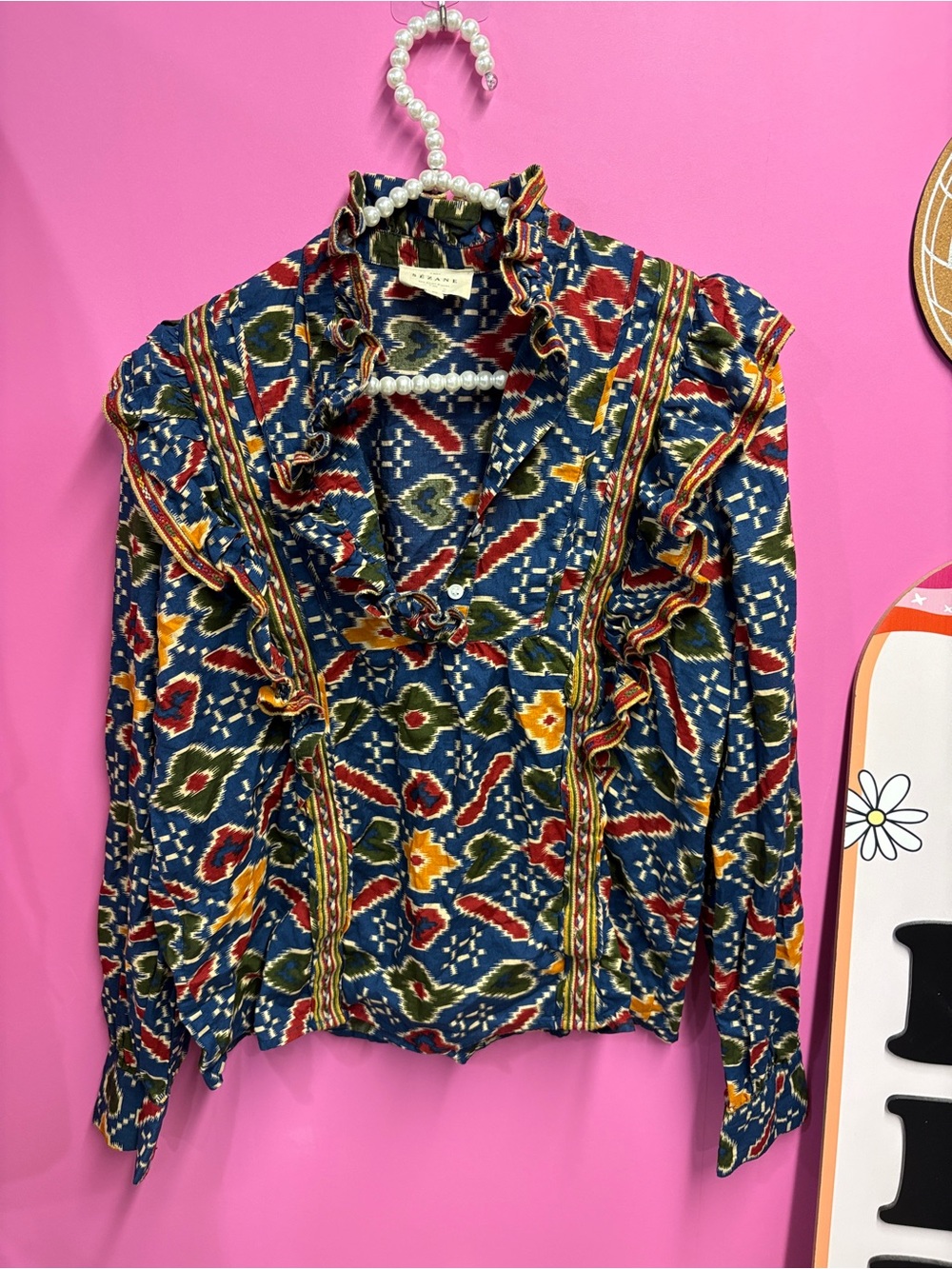 Sezane Anita Ruffle Printed Blouse - Picture 3 of 6